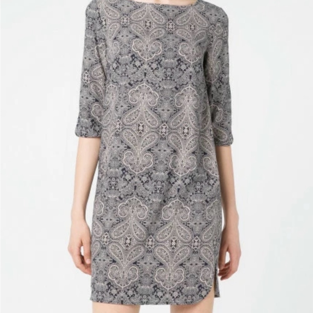 Mango Basics Navy and Cream Paisley Blouse
